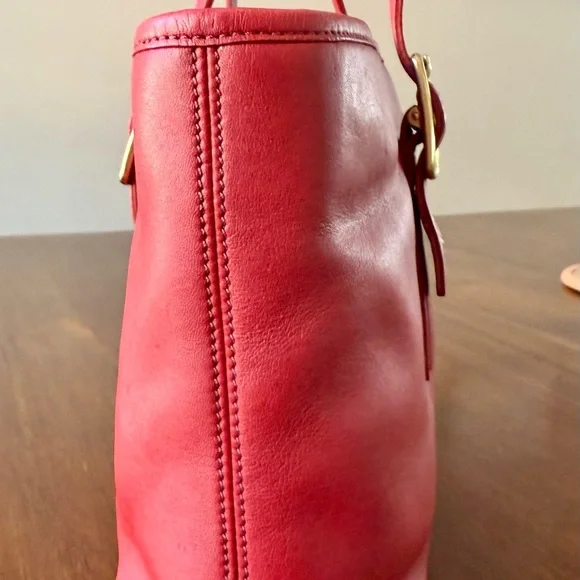 Vintage Coach Legacy Shopper Tote Glove Tanned Leather Red - Picture 13 of 16